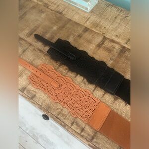 2 leather and stretch cinch belts